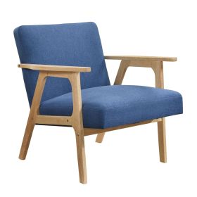 Modern Home Furniture Blue Fabric Upholstery 1pc Accent Chair Solid Rubberwood Natural Finish Contemporary Cushion Seat Modern Home Furniture Blue Fabric Upholstery 1pc Accent Chair Solid Rubberwood Natural Finish Contemporary Cushion Seat