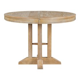 TREXM Farmhouse Dining Table Extendable Round Table for Kitchen, Dining Room(Natural Wood Wash) TREXM Farmhouse Dining Table Extendable Round Table for Kitchen, Dining Room(Natural Wood Wash)